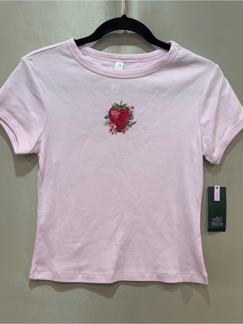 wild fable Light Pink Strawberry Patch Short Sleeve Tee